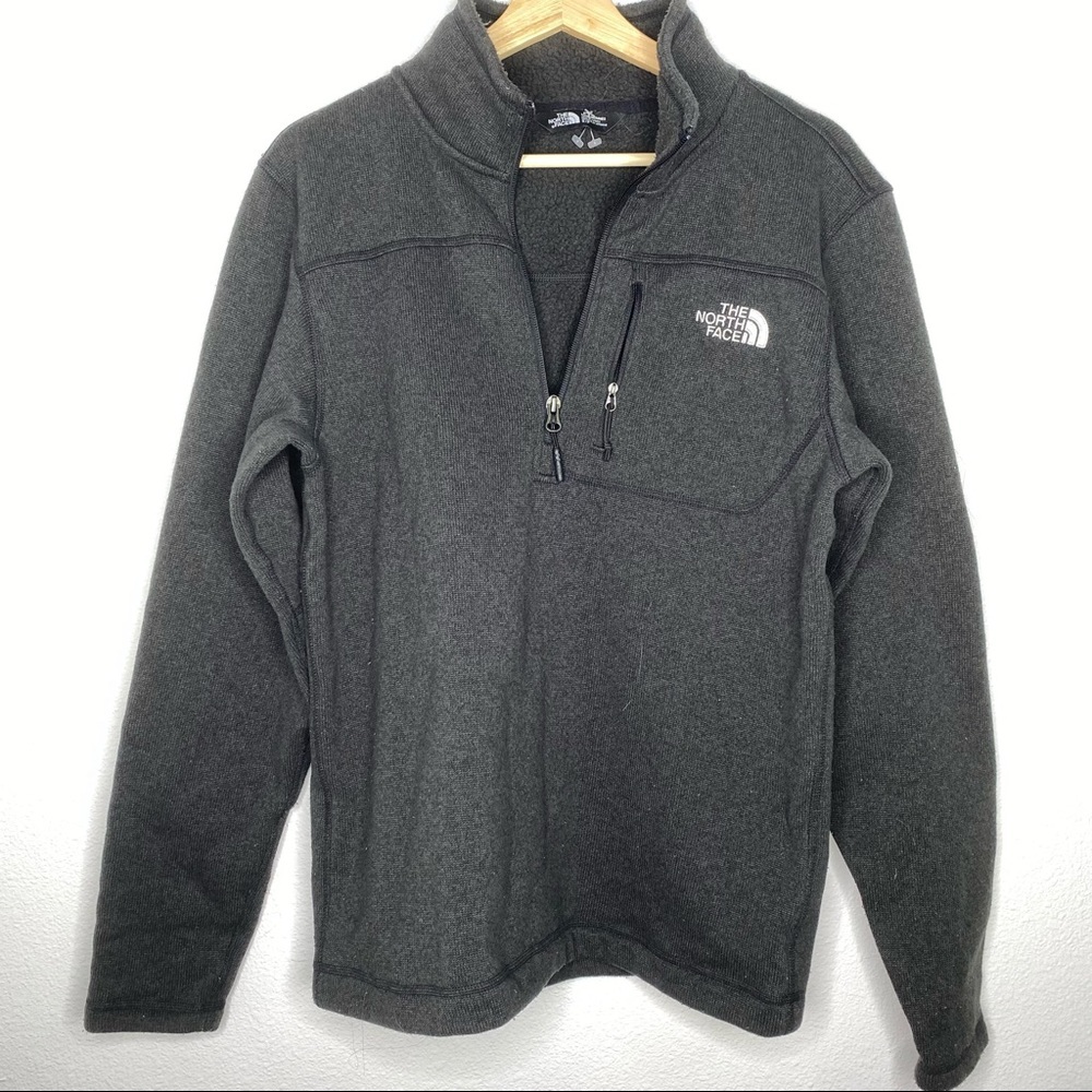 The North Face Gordon Lyons 1/4 Quarter Zip Gray Fleece Sweater Mens Small